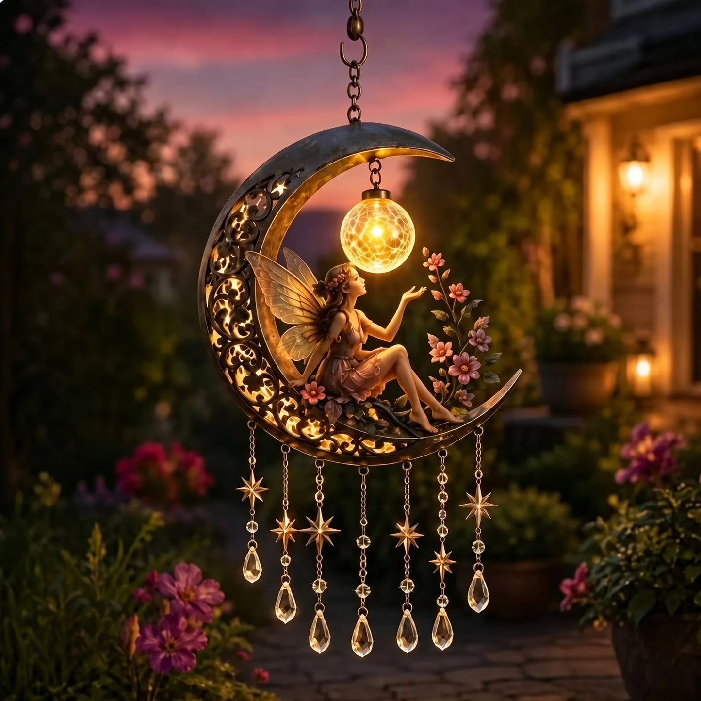 Solar Moonlight Wind Chime Garden Light – 30 cm