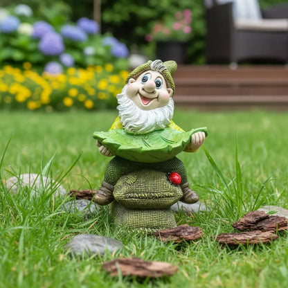 Gnome Leaf Bird Feeder Garden Statue