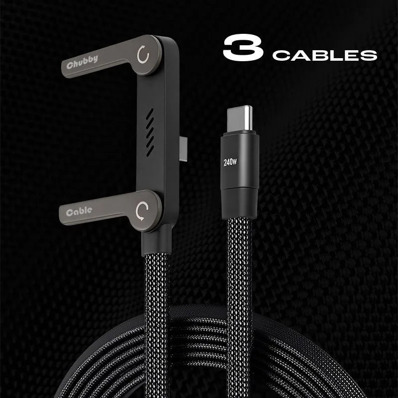 240W Braided Fast Charge Cable With Built-in Phone Stand
