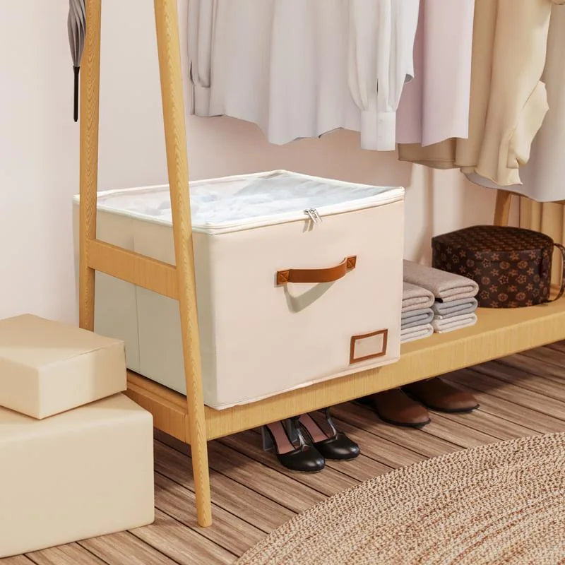 👟Space-Saving Fabric Shoe Storage Box with Clear Lid
