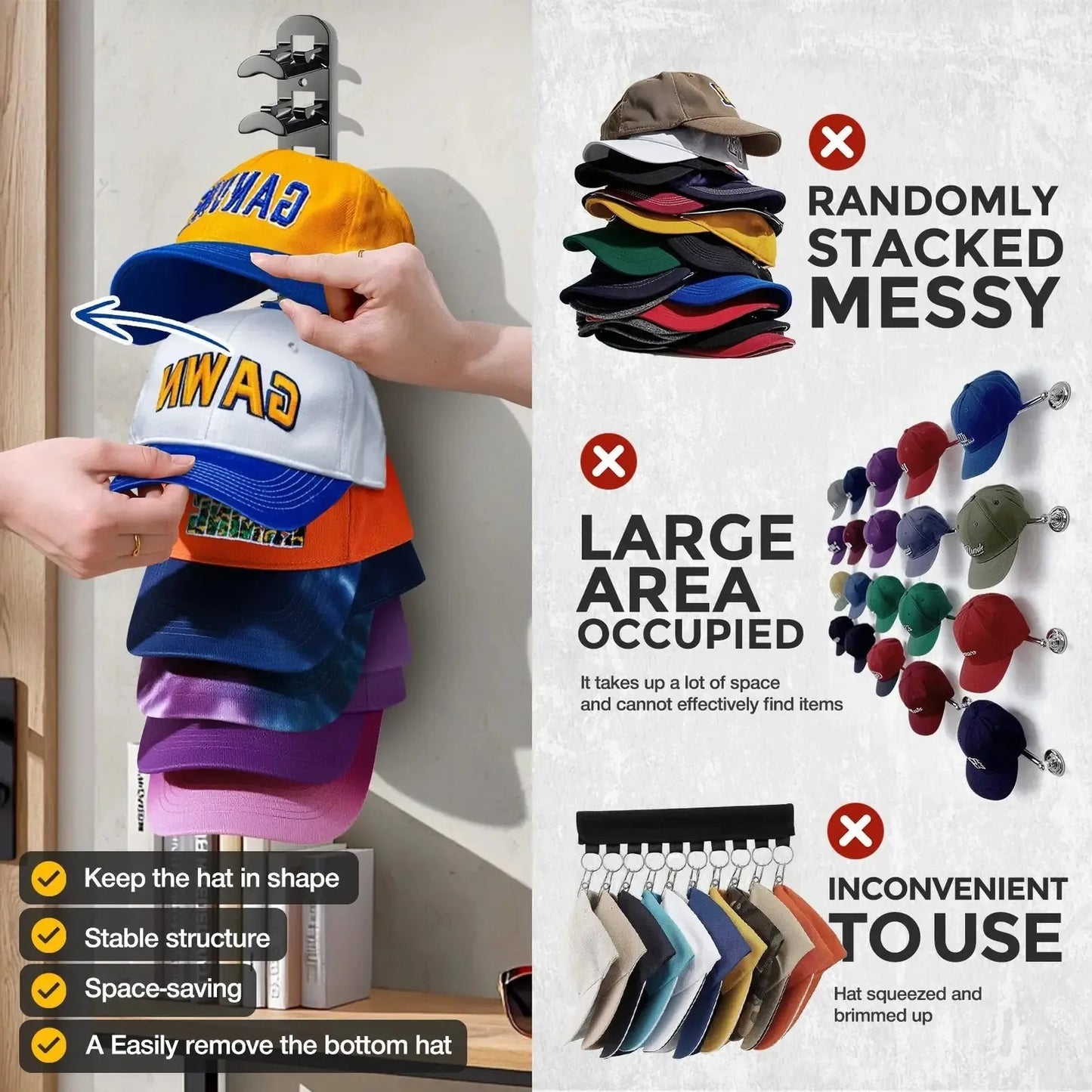 🎁Buy 1 Get 1 Free🎁Hat Hook for Wall 2 Pack Hat Organizer