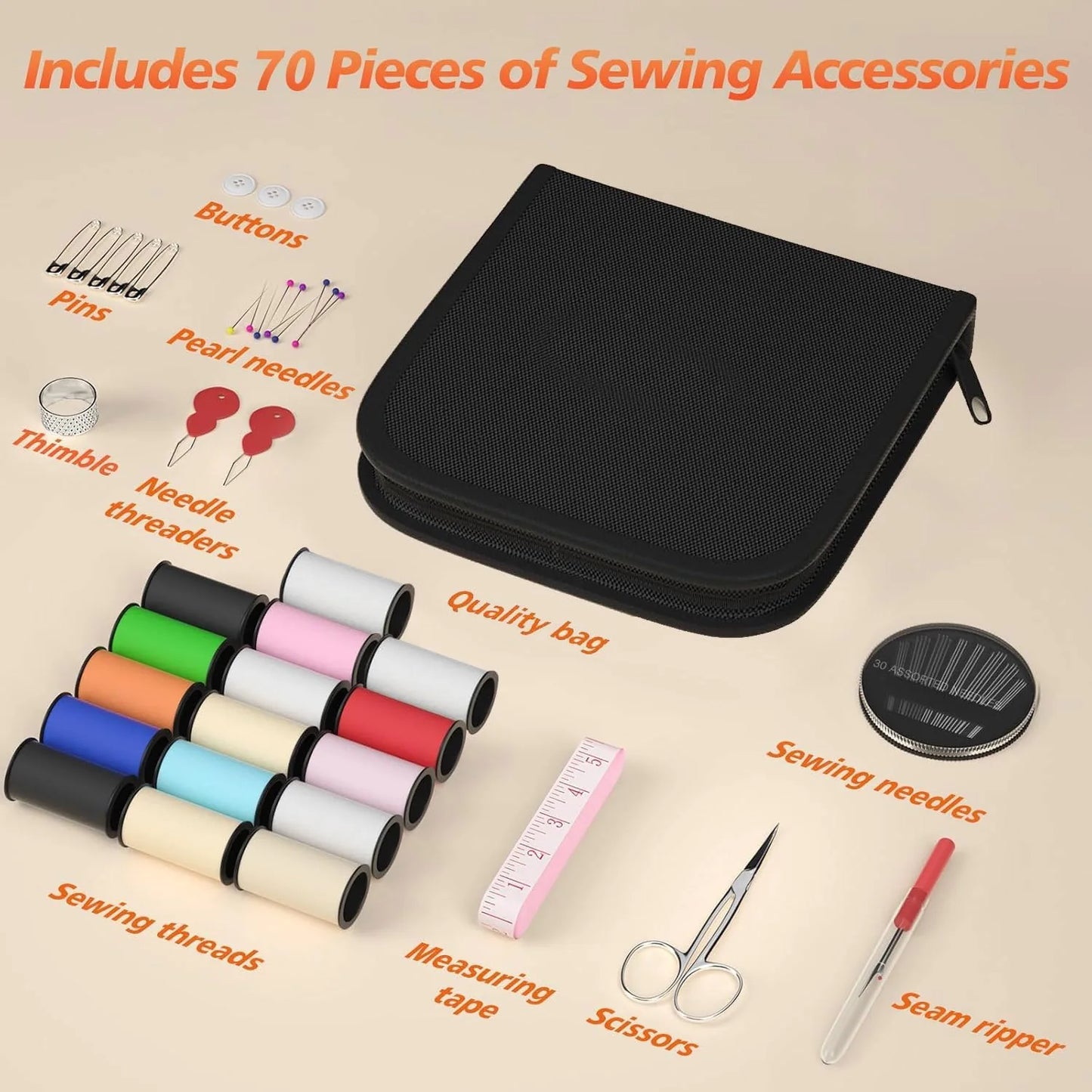 Portable Mini Travel Sewing Kit Black