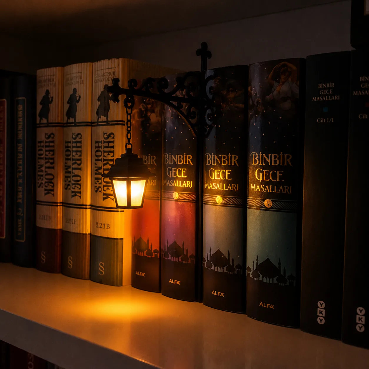 Bookshelf Lantern Light