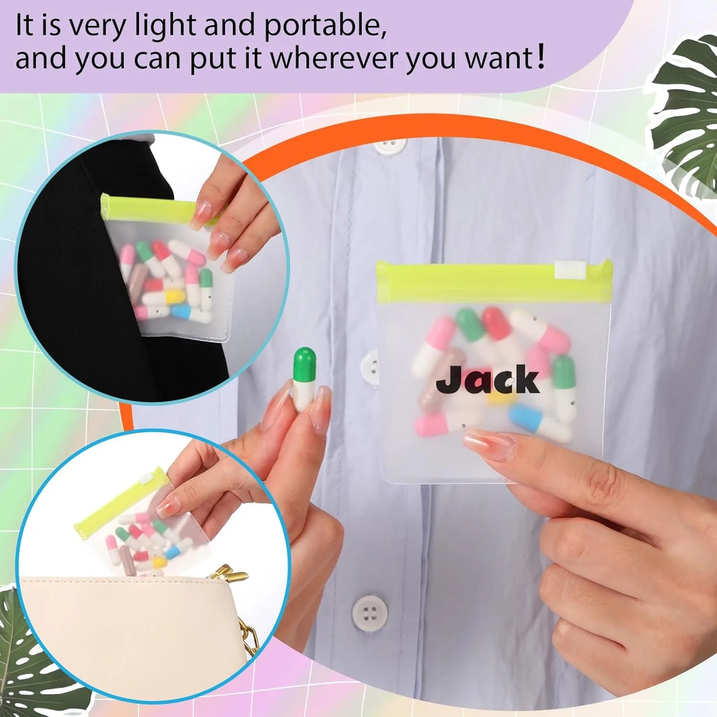 35 Pcs Pill Pouch Bags Zippered Pill Bag Set