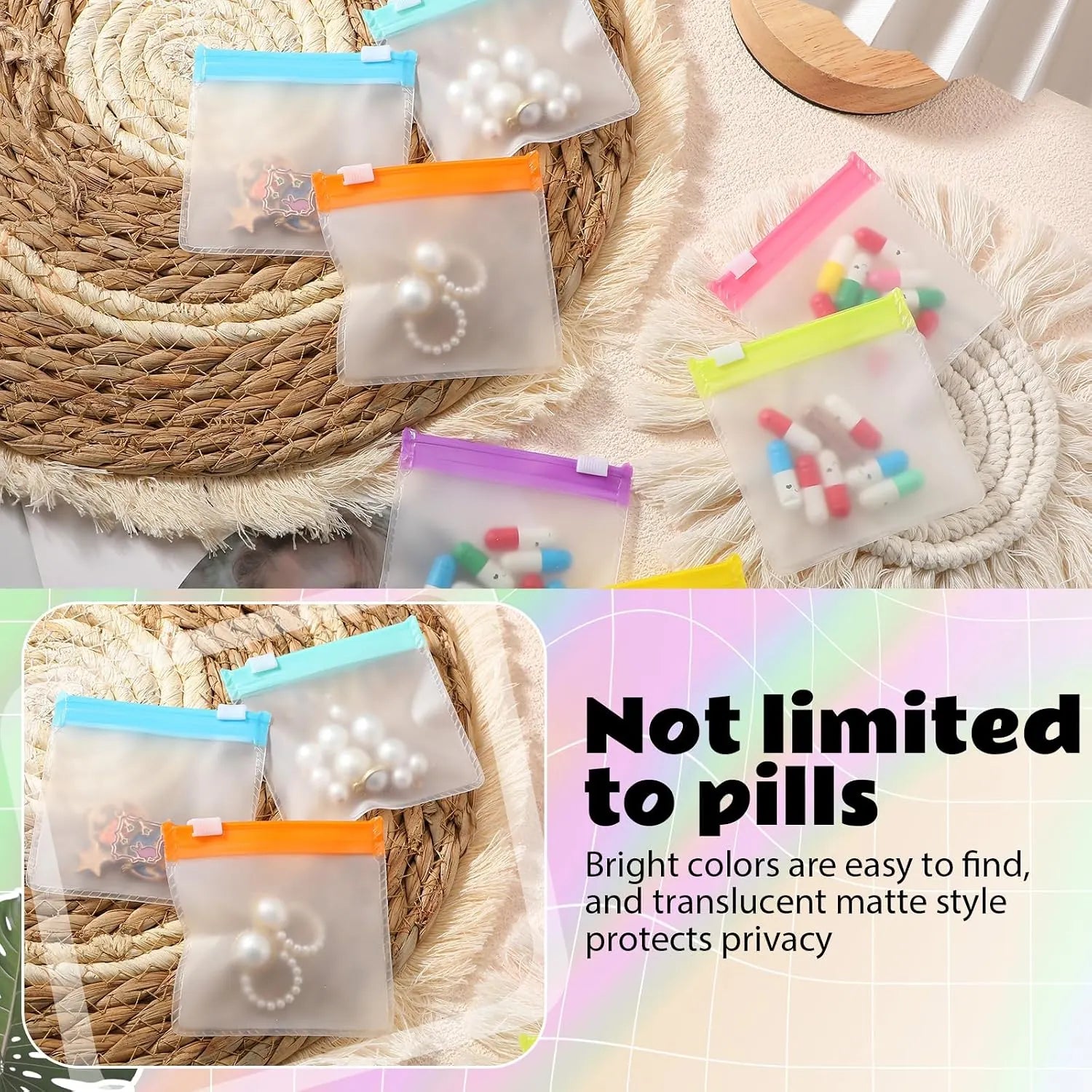 35 Pcs Pill Pouch Bags Zippered Pill Bag Set