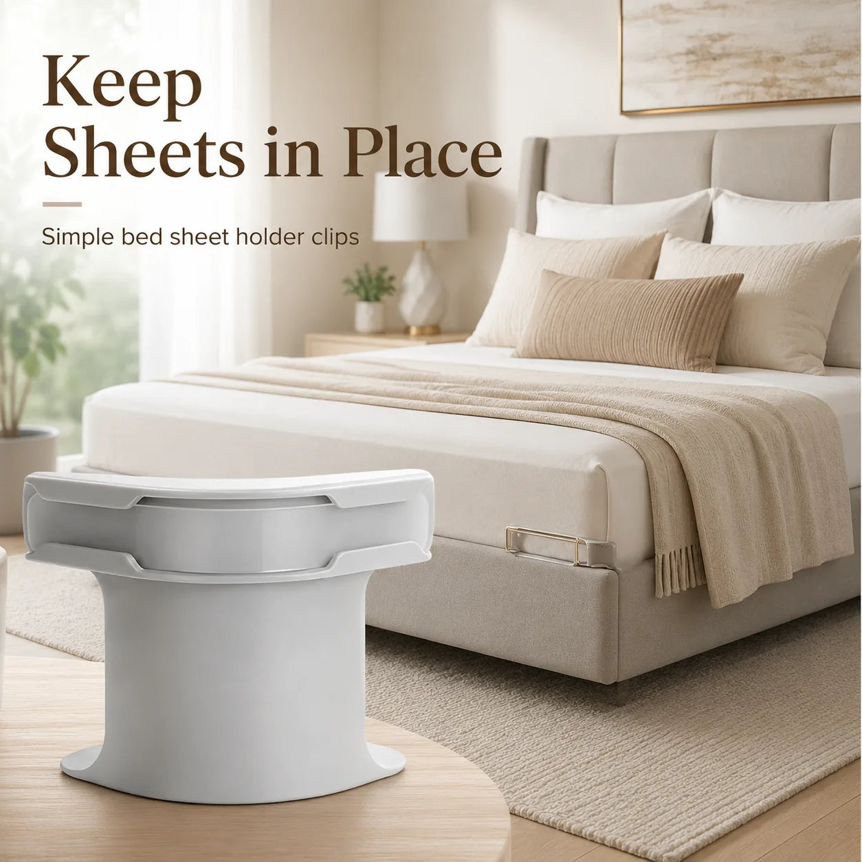 😴Secure Fit Sheet Holders – Wrinkle-Free. Slip-Free Bed