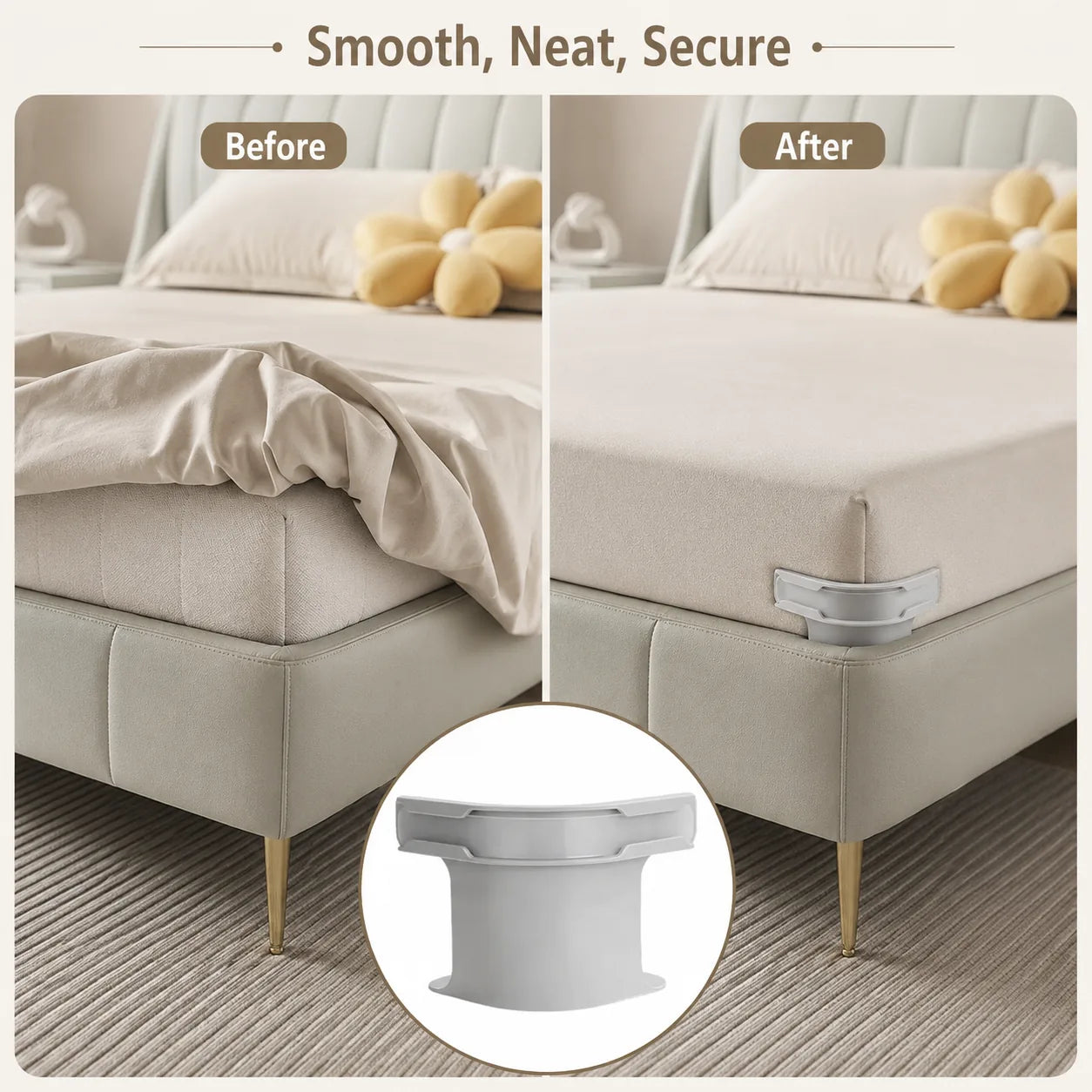 😴Secure Fit Sheet Holders – Wrinkle-Free. Slip-Free Bed