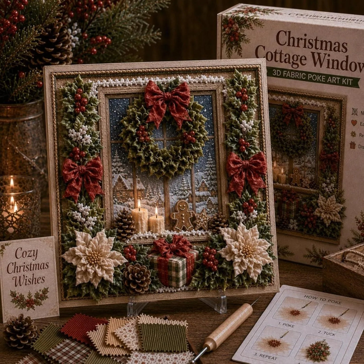 3D Christmas Fabric Poke Art Frame Kit