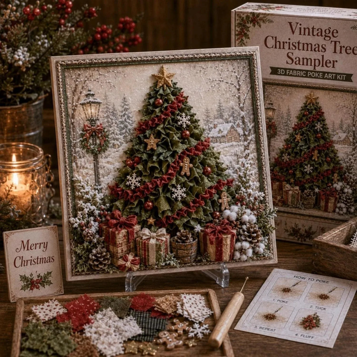 3D Christmas Fabric Poke Art Frame Kit