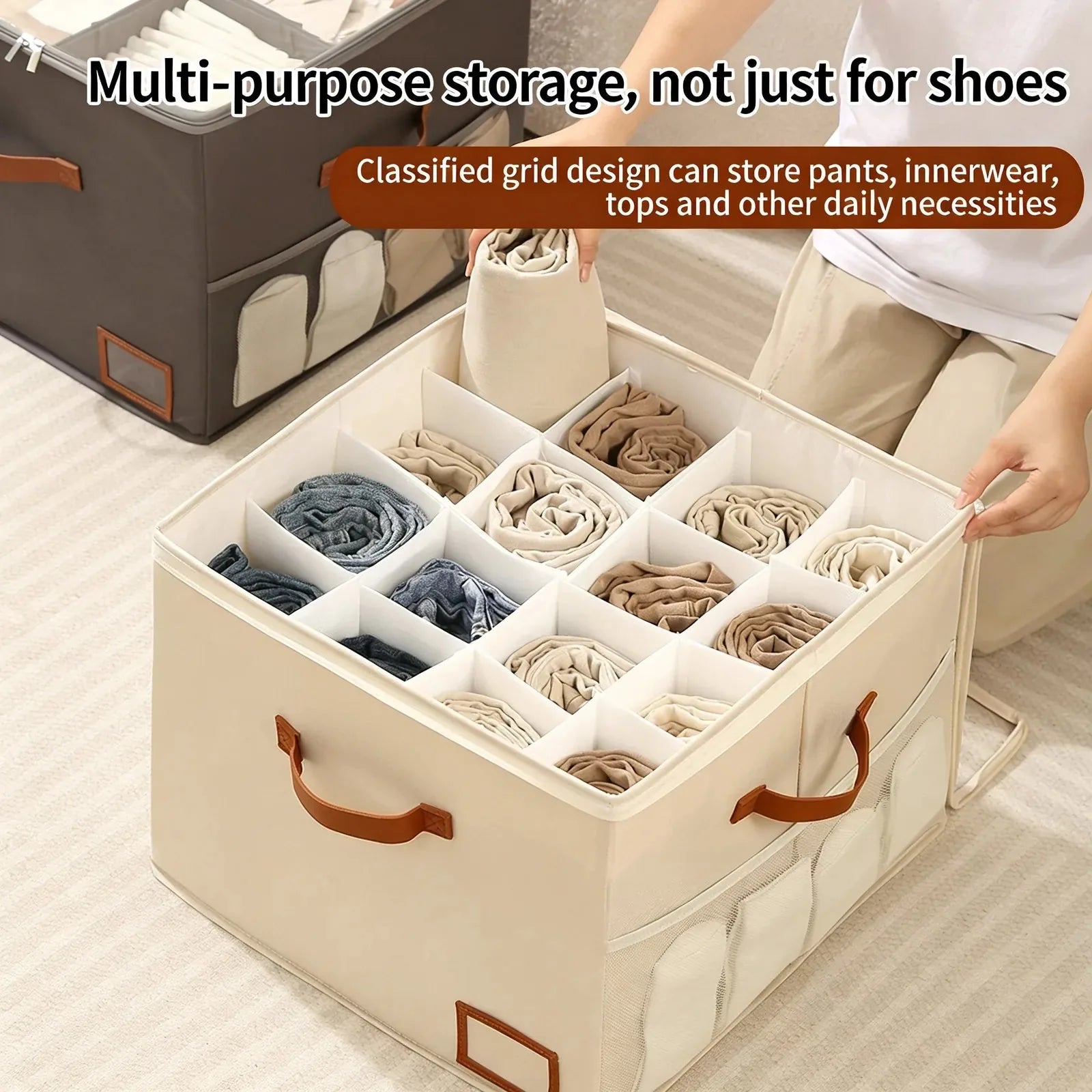 👟Space-Saving Fabric Shoe Storage Box with Clear Lid