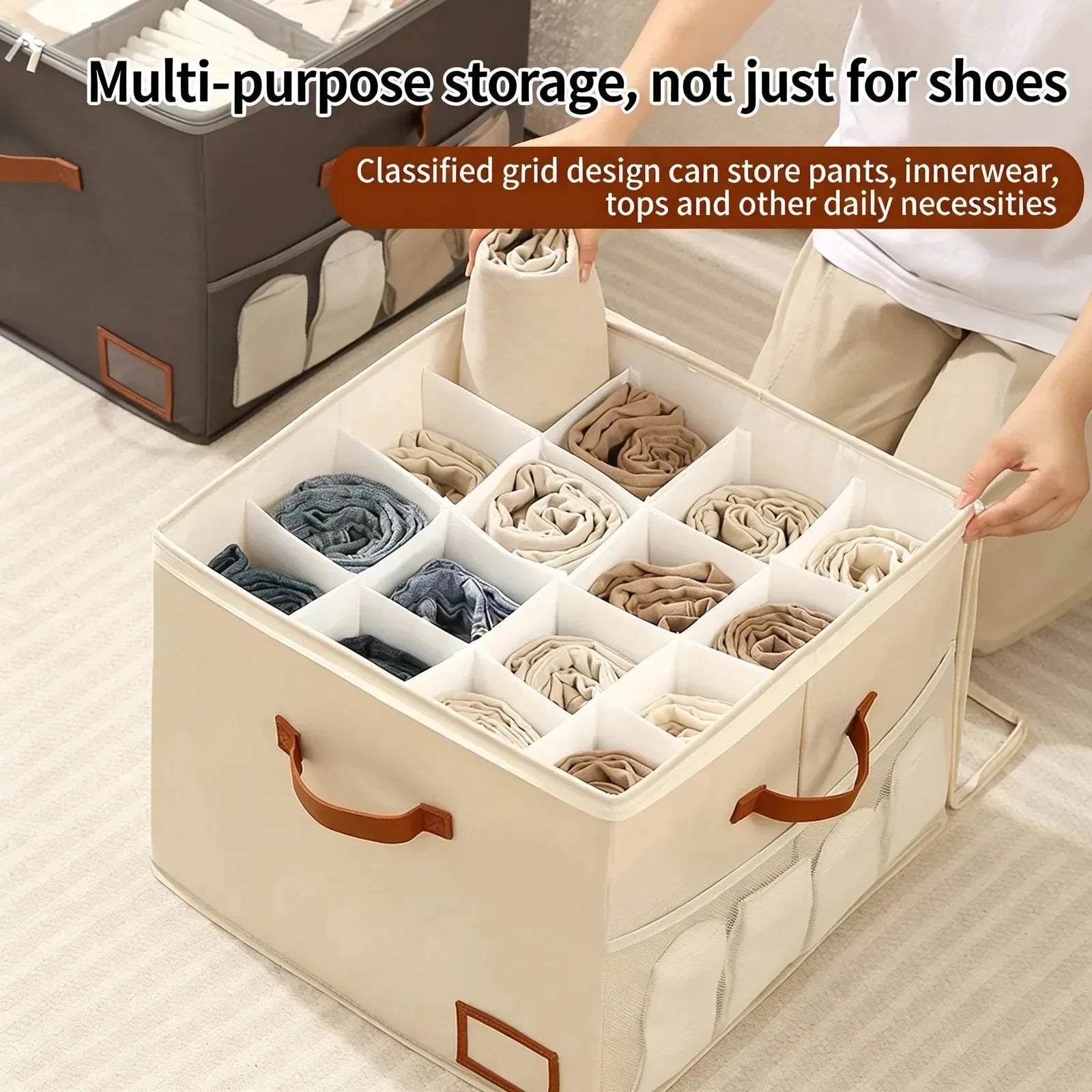👟Space-Saving Fabric Shoe Storage Box with Clear Lid