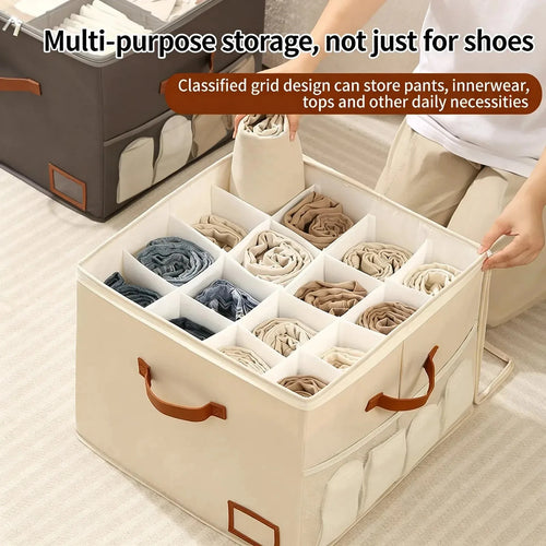 👟Space-Saving Fabric Shoe Storage Box with Clear Lid
