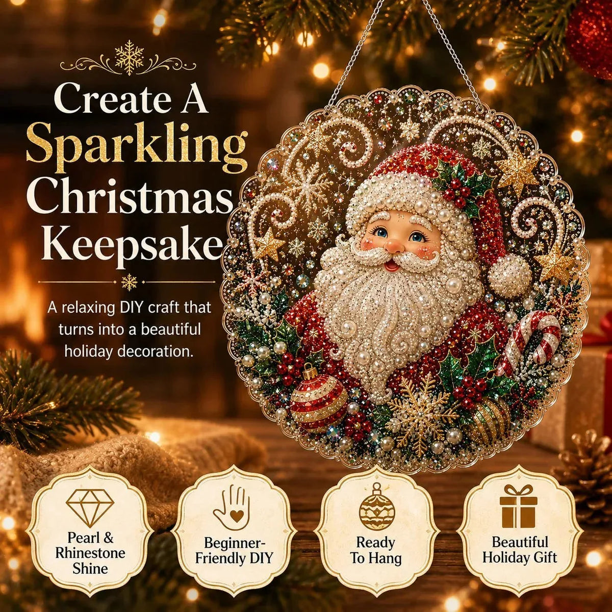 Christmas Pearl Diamond Art Hanging Ornament Kit - image 1