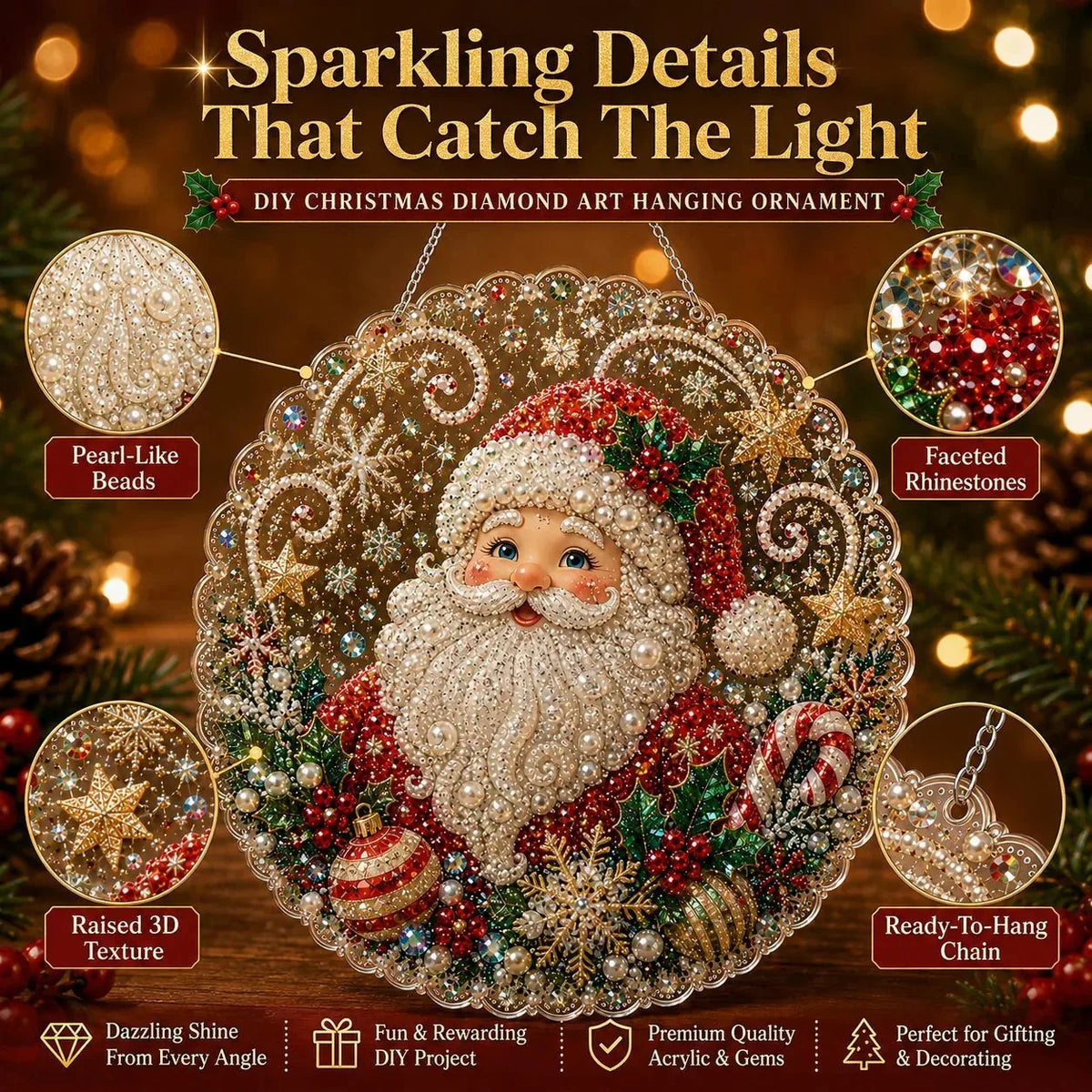 Christmas Pearl Diamond Art Hanging Ornament Kit - image 2