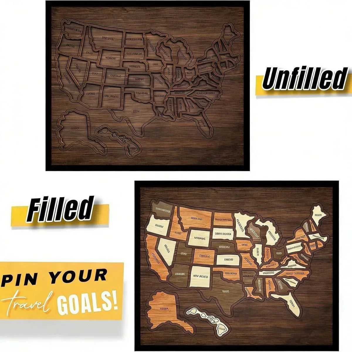 Wooden USA Travel Map Puzzle