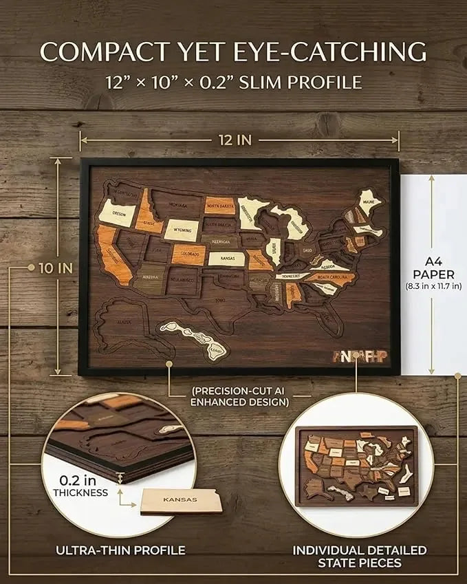 Wooden USA Travel Map Puzzle