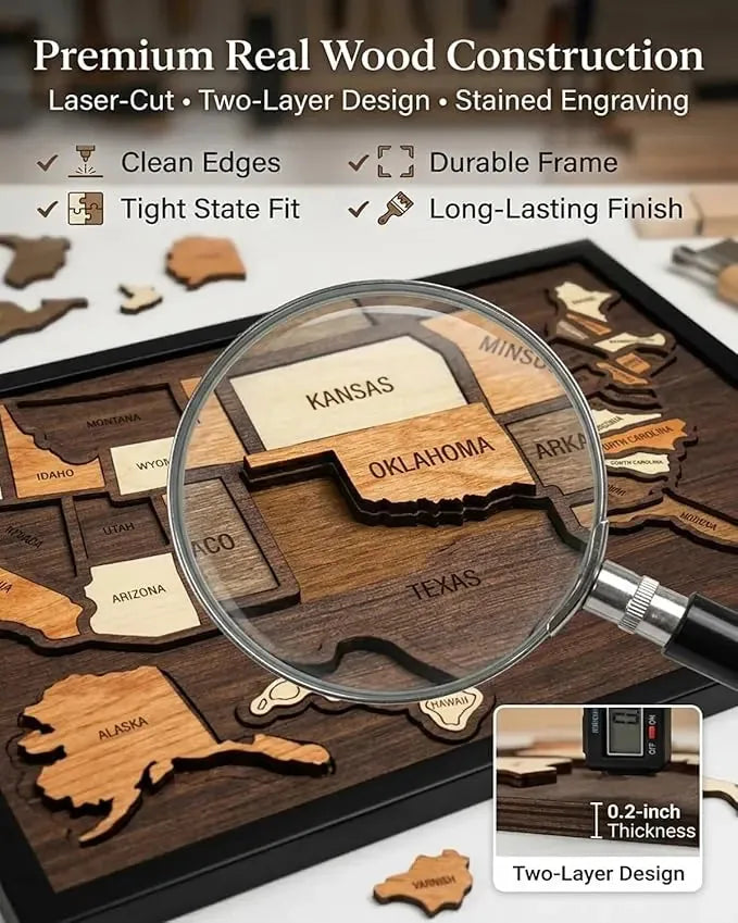 Wooden USA Travel Map Puzzle