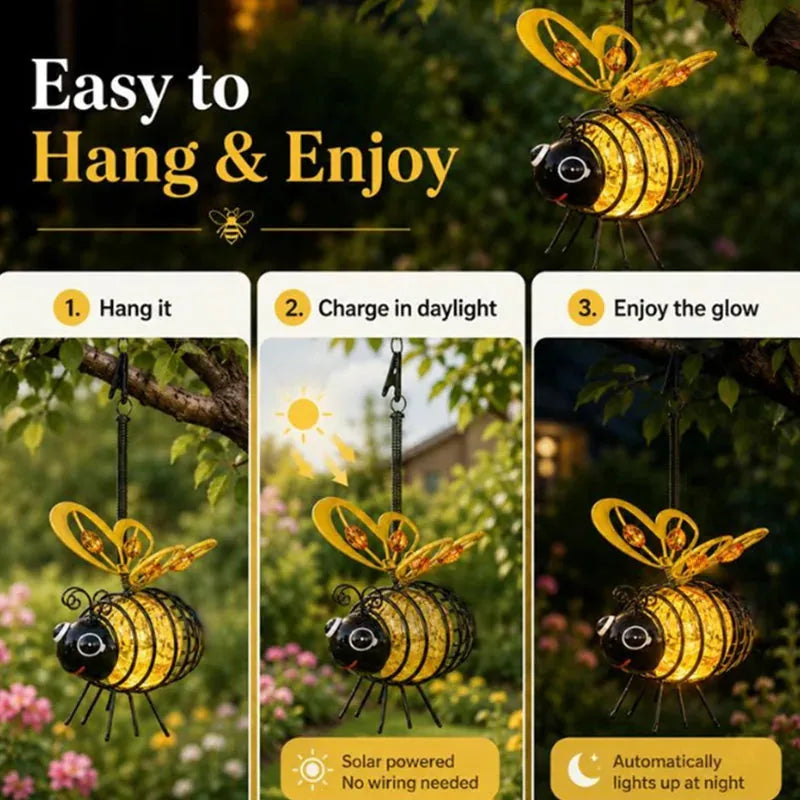 Solar Hanging Bee Garden Lights – 2 Pack - image 5