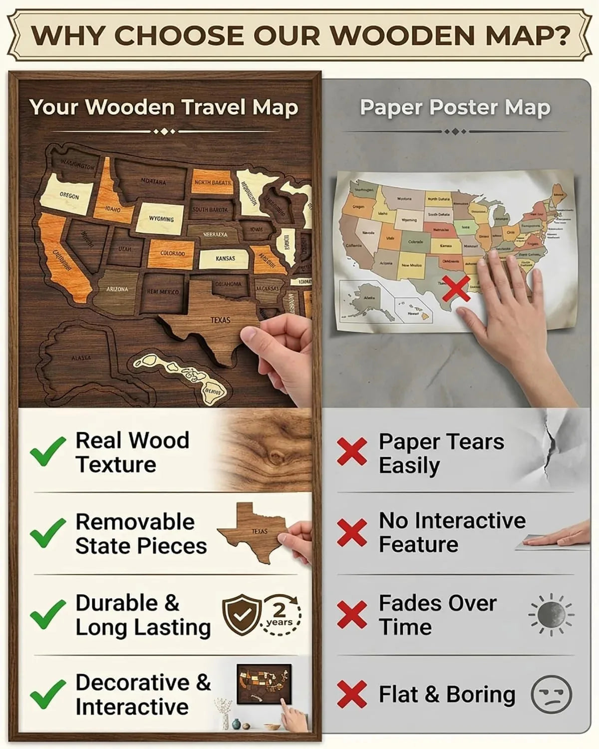 Wooden USA Travel Map Puzzle