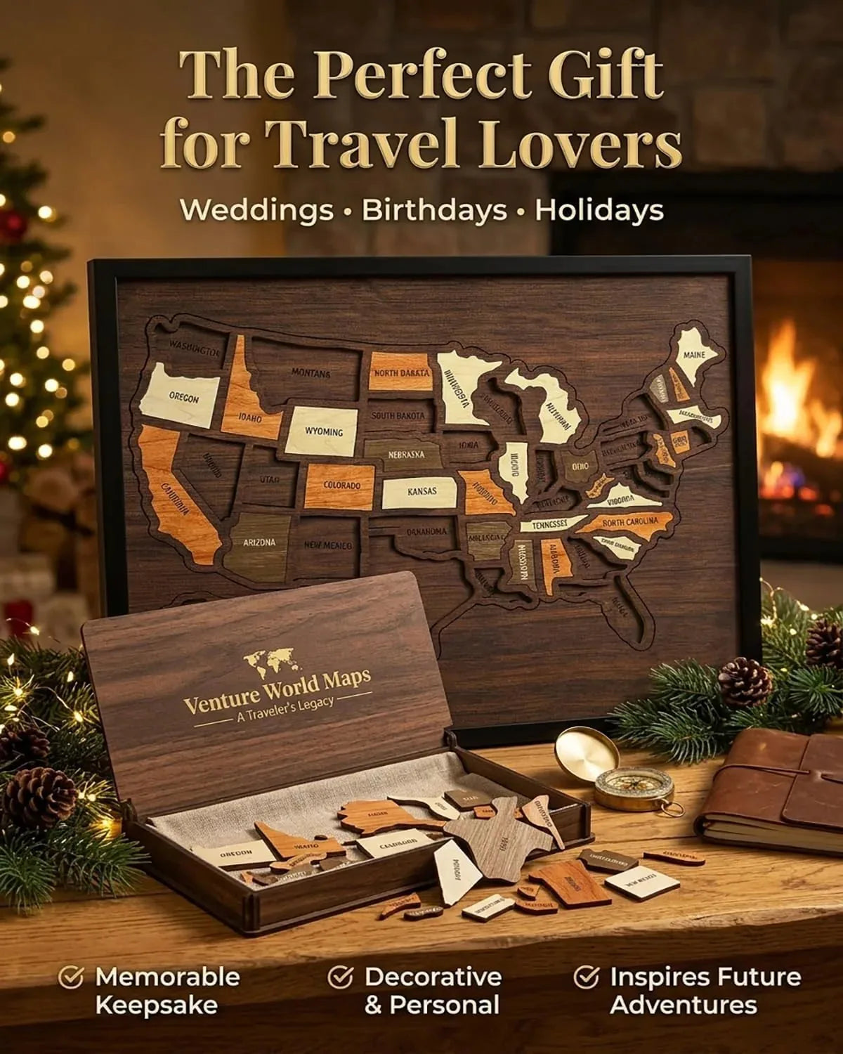 Wooden USA Travel Map Puzzle