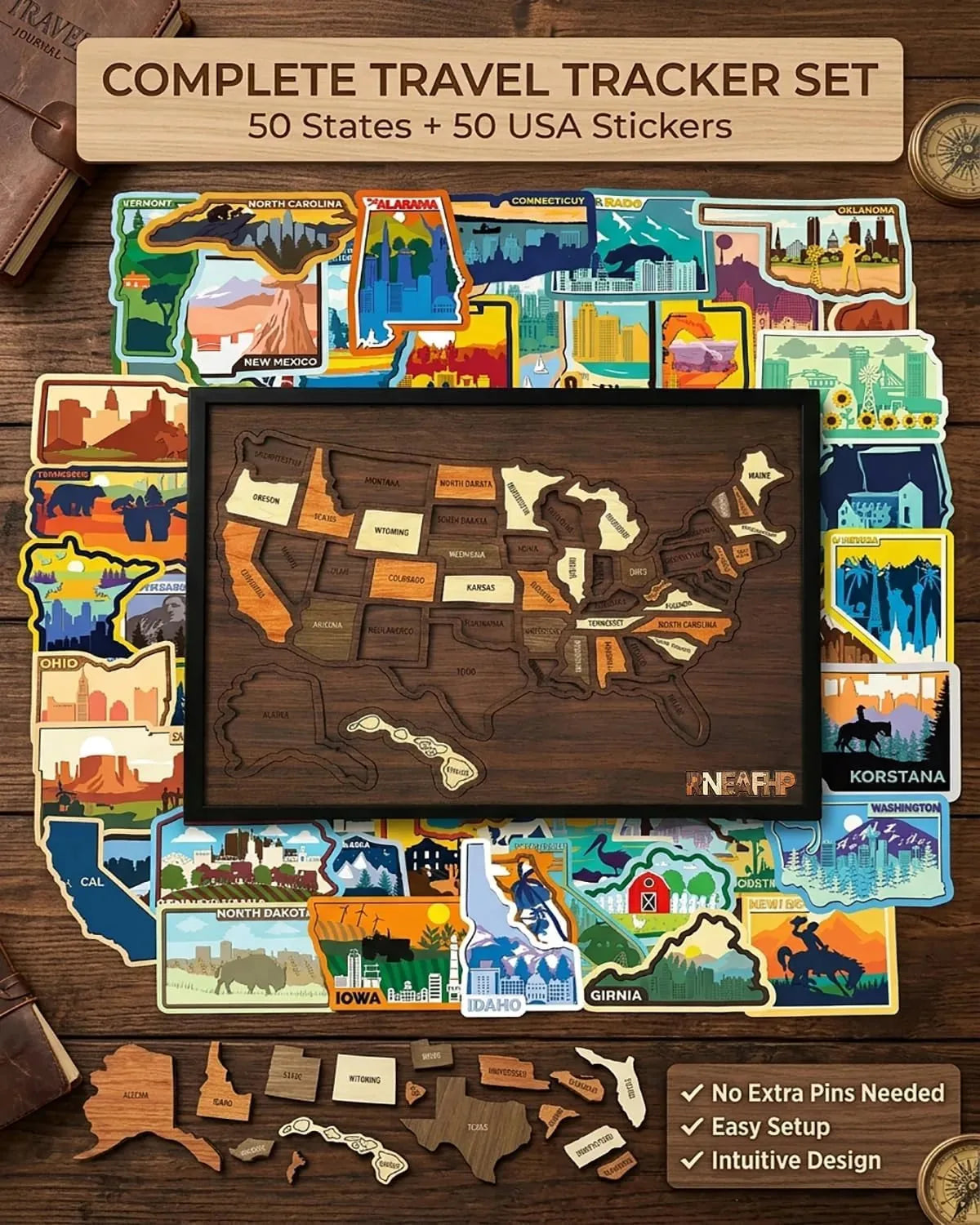 Wooden USA Travel Map Puzzle