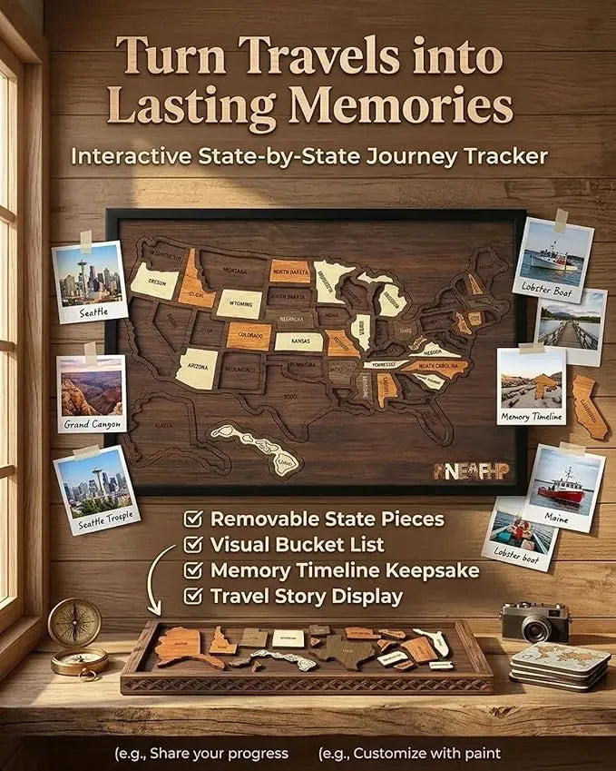 Wooden USA Travel Map Puzzle