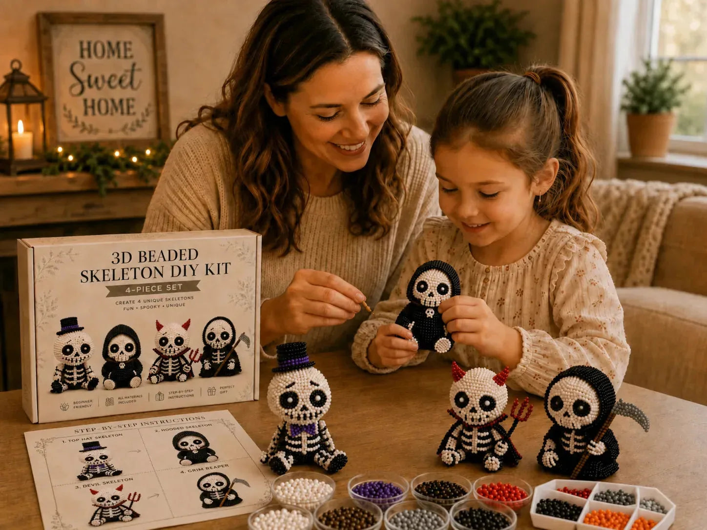 🔥 Last Day – 50% Off 💀 3D Skeleton Bead Craft Kit