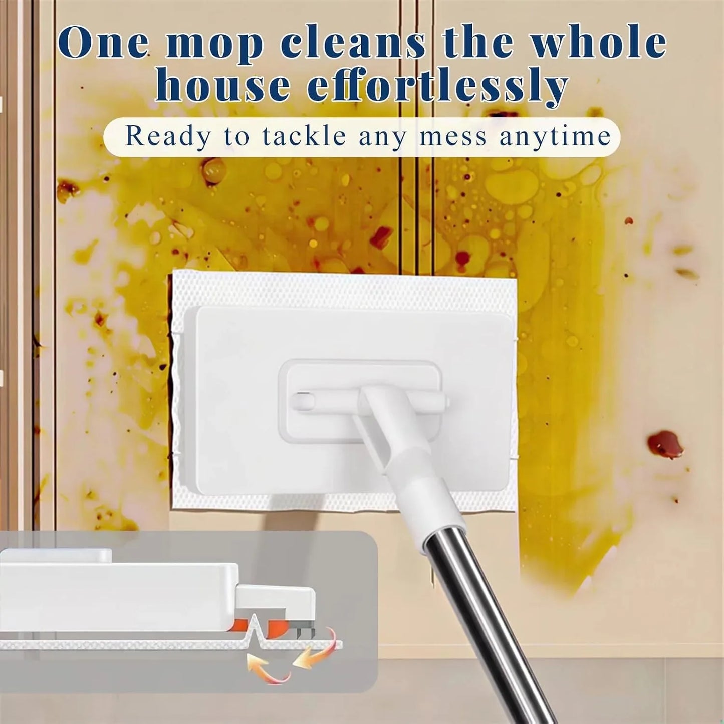 100cm Zero Touch Mini Mop with Hands-Free Cloth Change Set