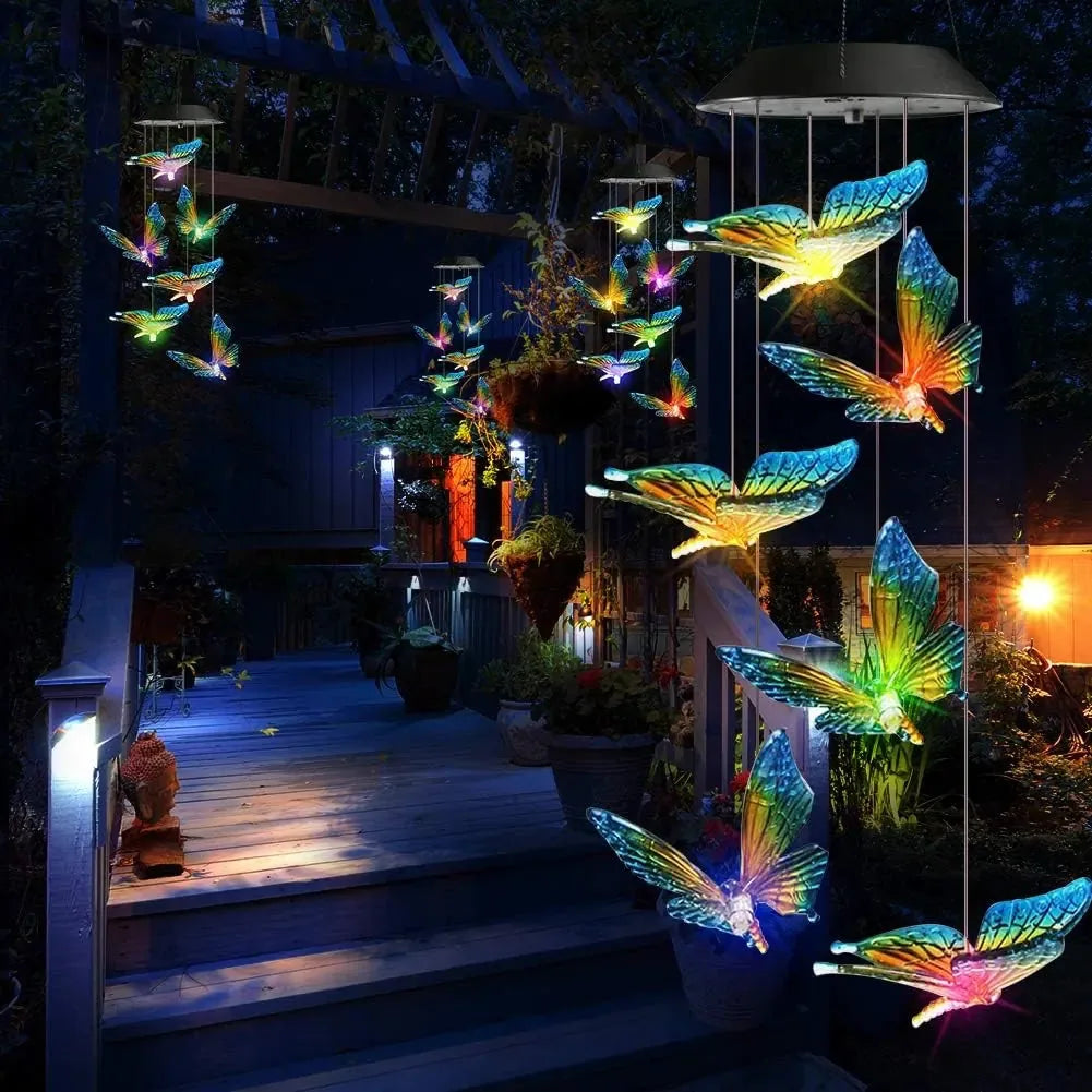 Solar LED Hummingbird Wind Chime with Metal Bells