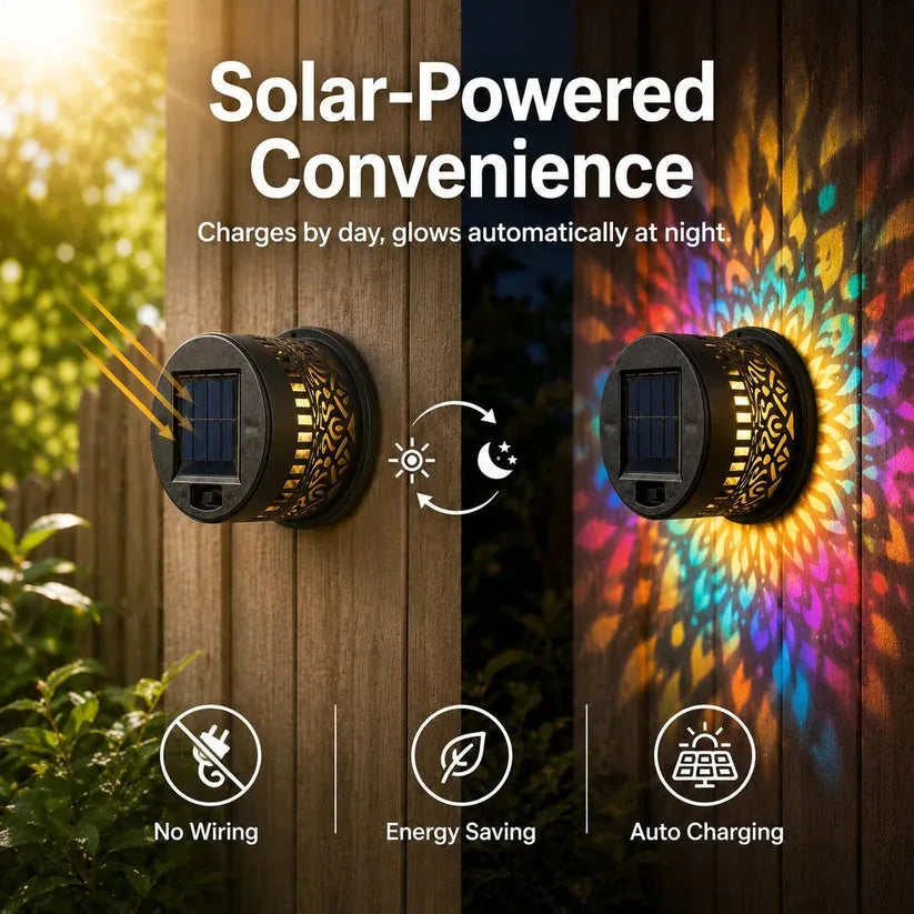 2 PCS✨ Solar Mandala Wall Light 🥇 – Waterproof Outdoor Garden Fence Projector Lamp with Magical Ambient Glow🪐🌌-8CR5
