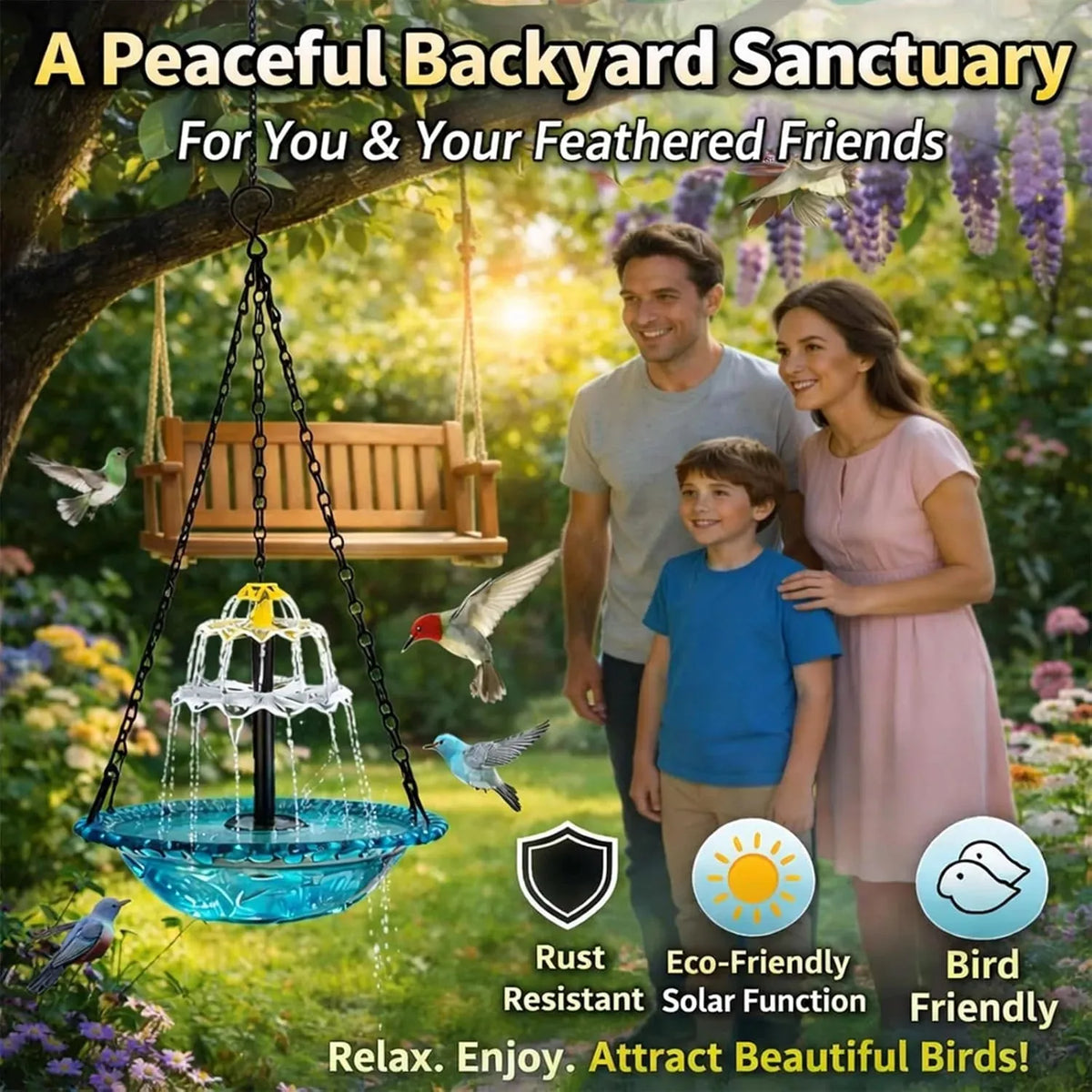 🐦Solar Cascade Hanging Bird Bath Fountain