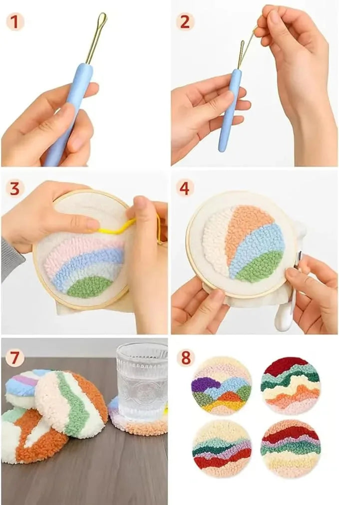 Bird Coasters Punch Needle Kit for Beginners Set