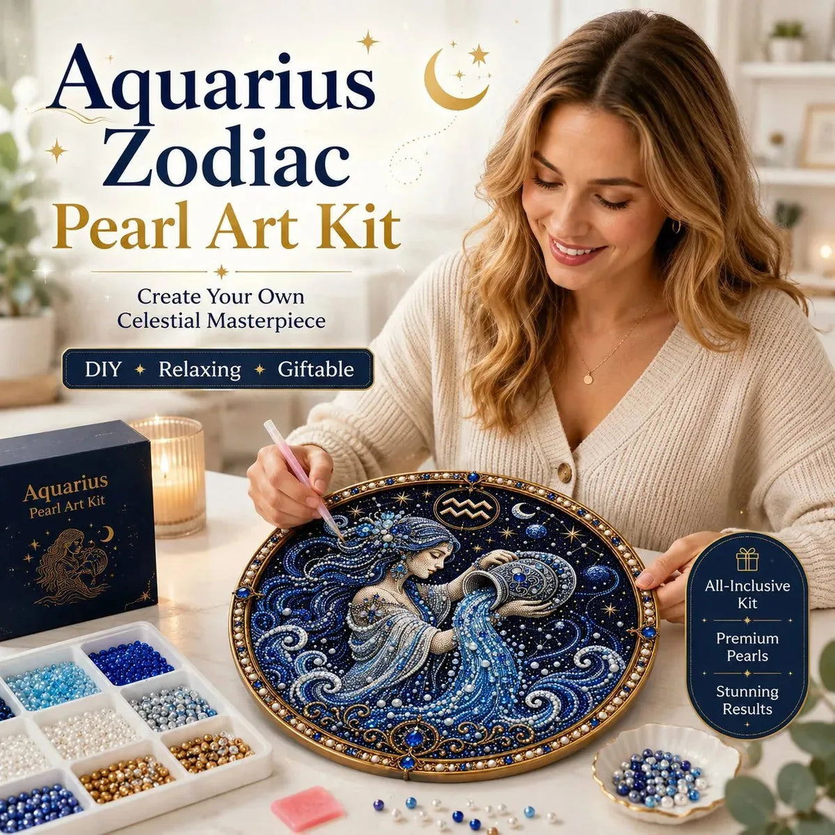 DIY Pearl Zodiac Wall Art Kit – product image 1