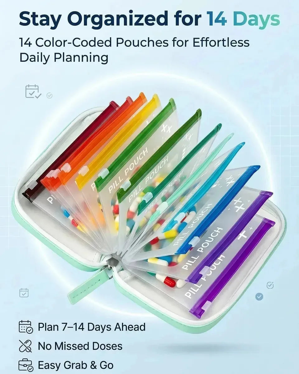 A8 14 Pages Waterproof Pill Box