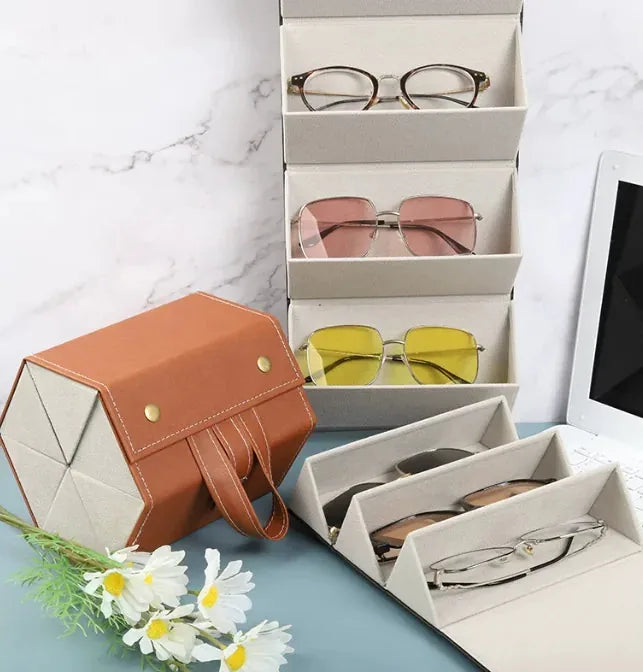 Sunglasses Organizer 6 Slots Travel Glasses Case