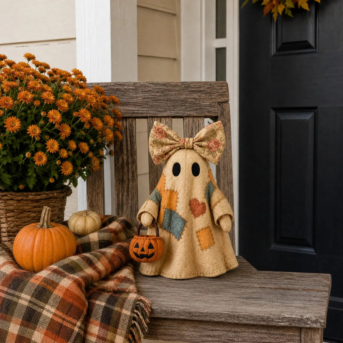 🔥 50% OFF TODAY - 👻🎃 Vintage Patchwork Ghost Decor(✨ LED Pumpkin Lantern}