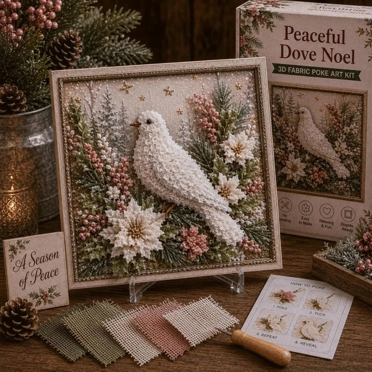 3D Christmas Fabric Poke Art Frame Kit