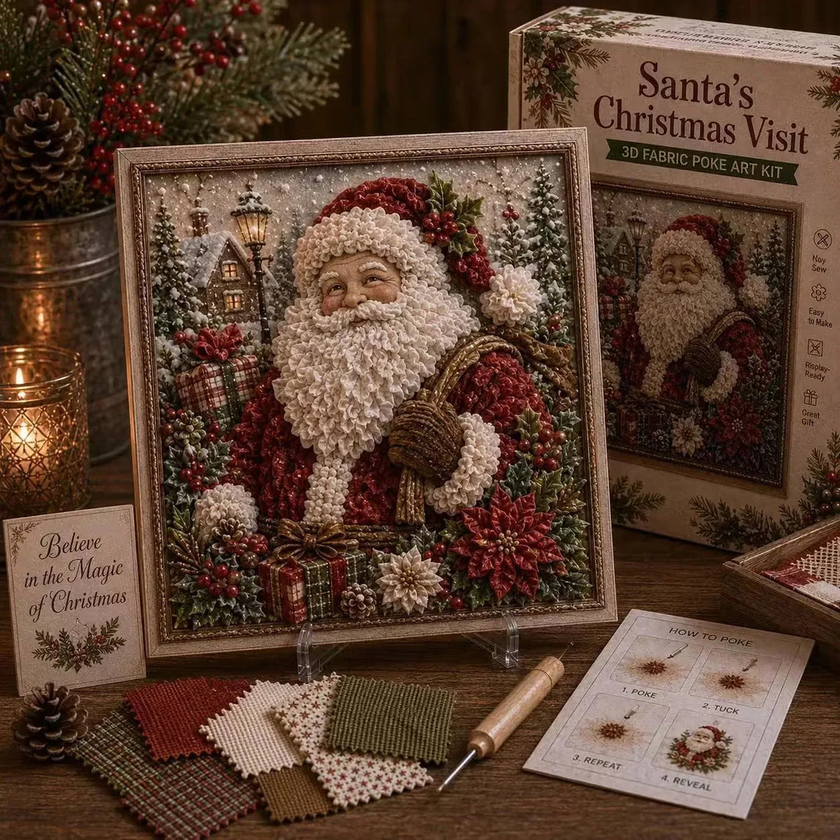 3D Christmas Fabric Poke Art Frame Kit