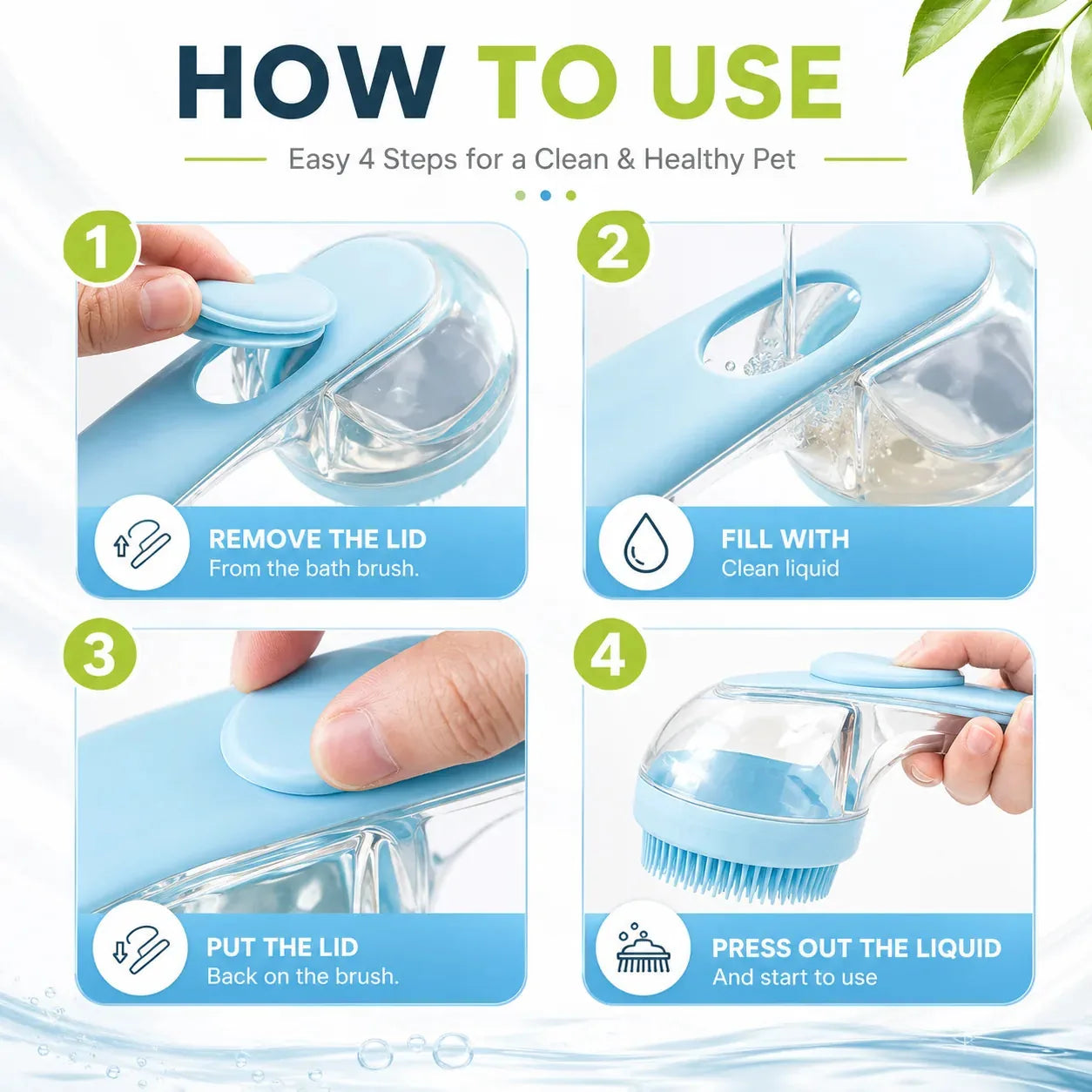 2-in-1 Pet Bath Brush & Shampoo Dispenser-2 PCS