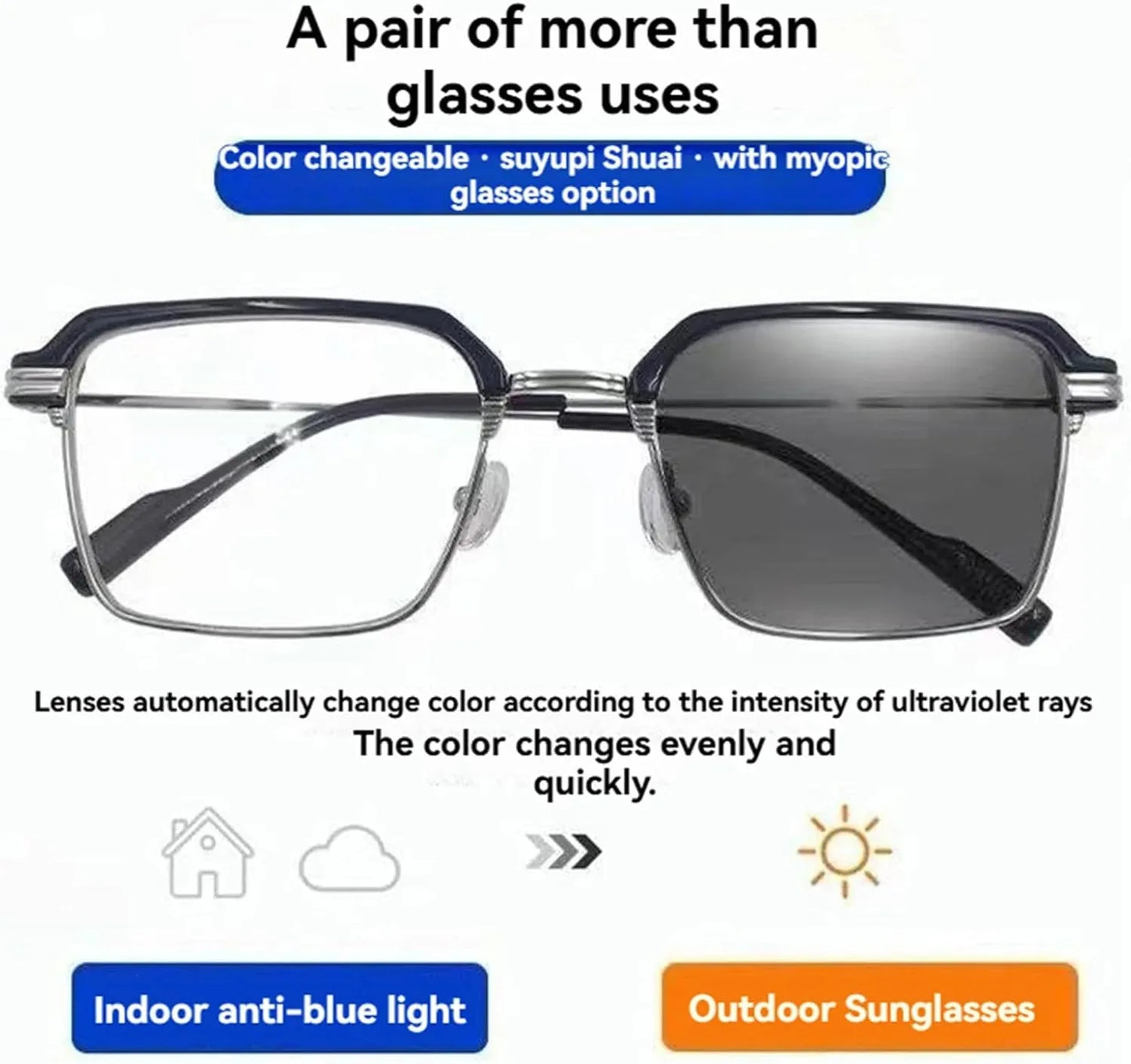 Black & Gold Semi-Rimless Crystal Clear Focus Reading Glasses