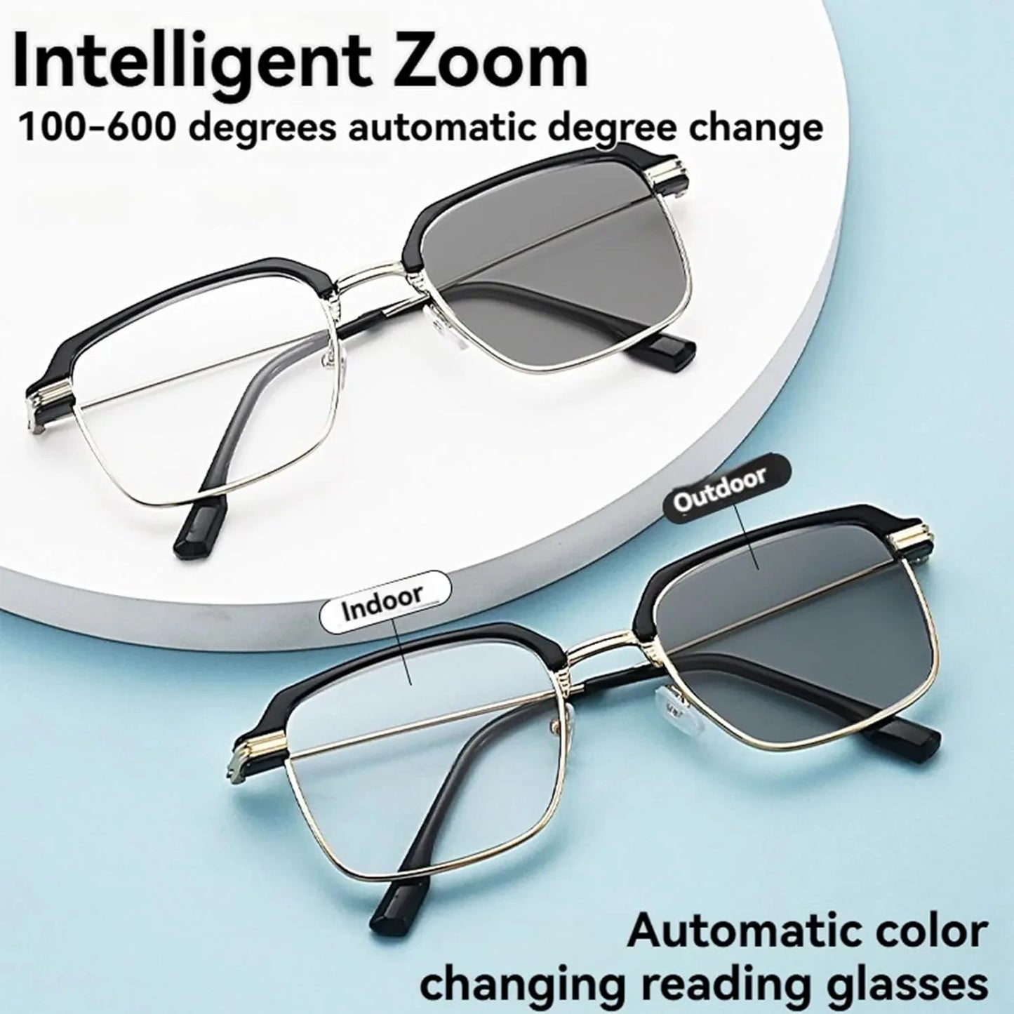 Black & Gold Semi-Rimless Crystal Clear Focus Reading Glasses