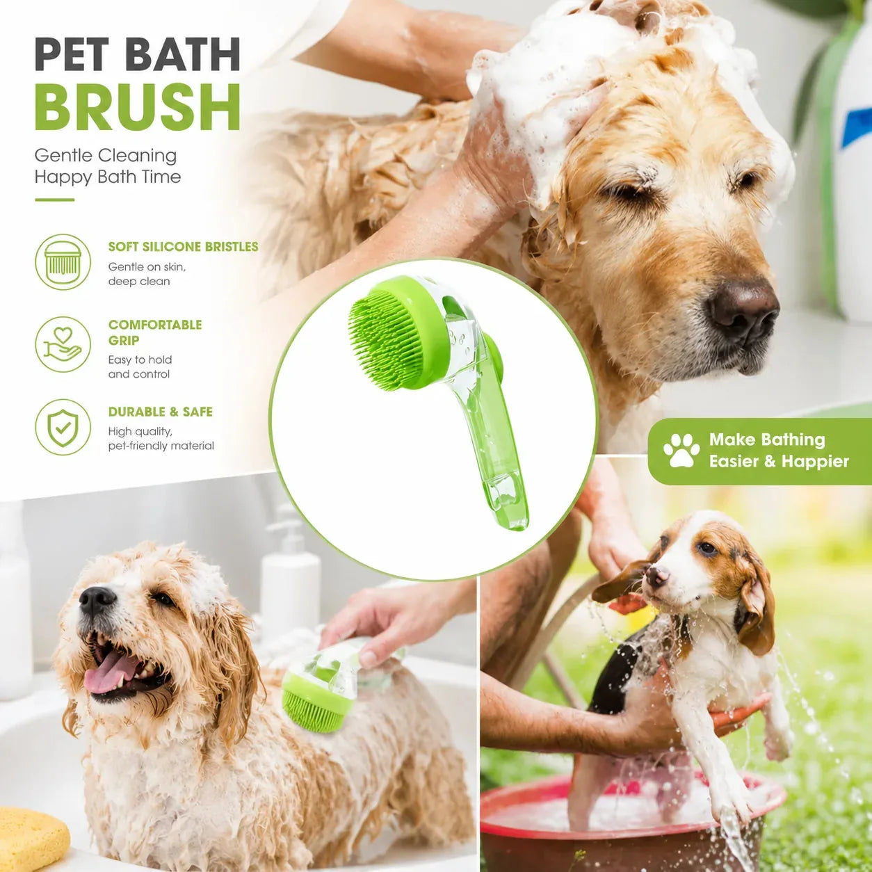 2-in-1 Pet Bath Brush & Shampoo Dispenser-2 PCS