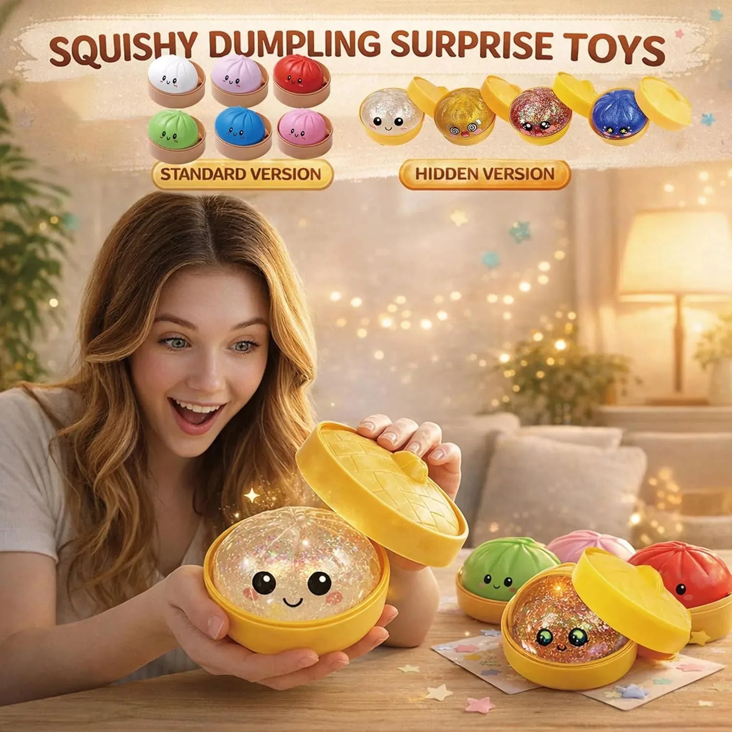 Glitter Dumpling Squishy -  Random-4/12PCS-（Pre-Order – Ships in 10 Days）