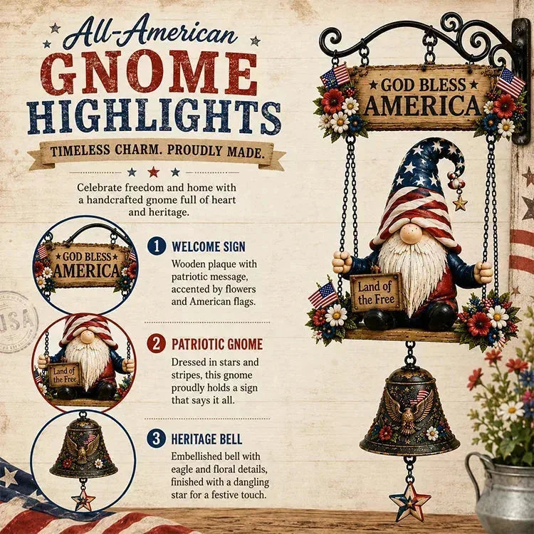 Hand-Painted Gnome Welcome Garden Bell