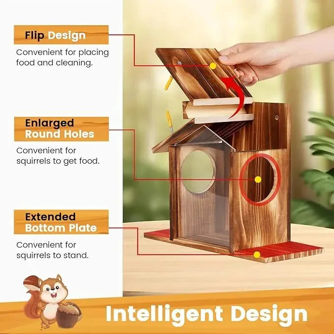 Wooden Squirrel Feeder