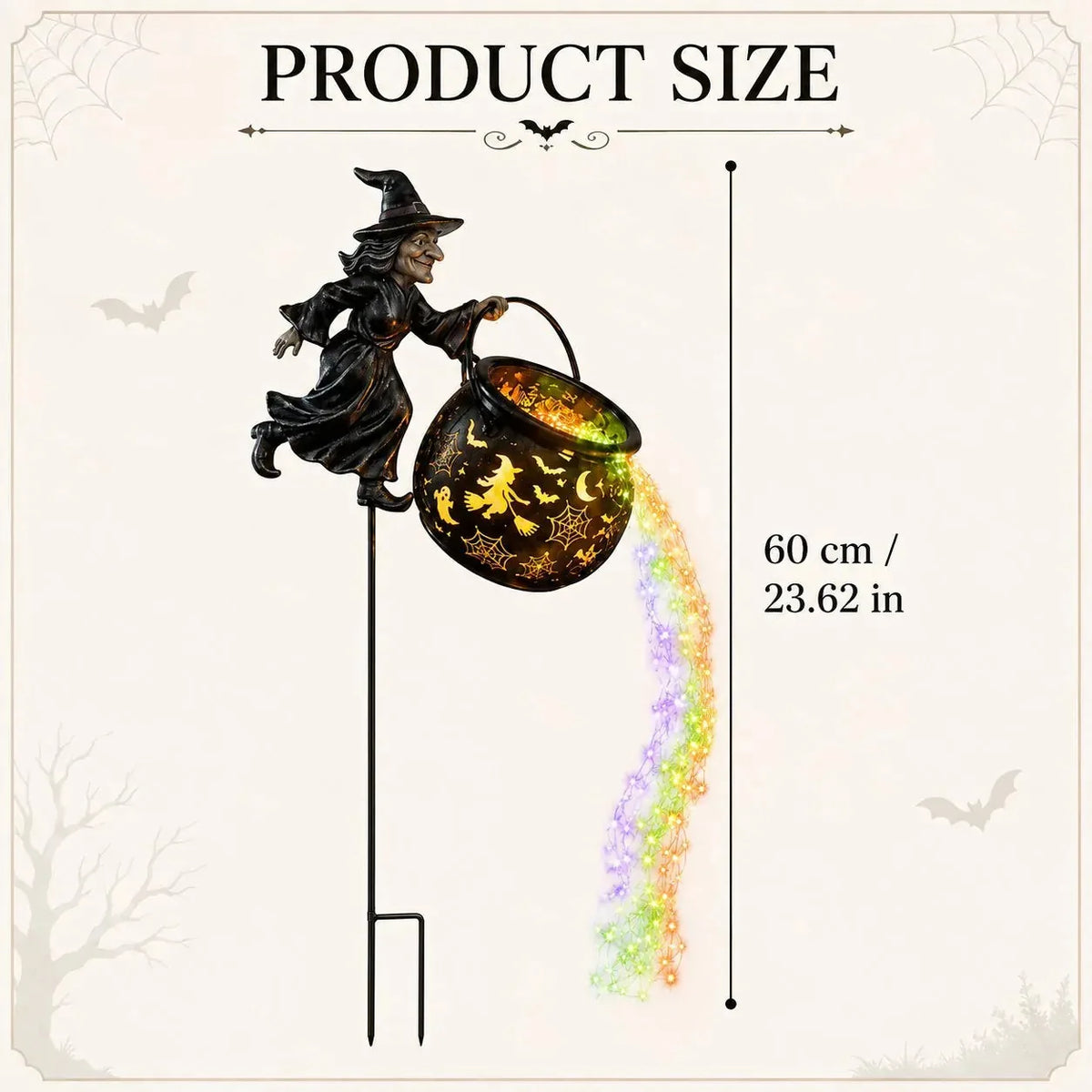 Lighted Flying Witch Cauldron Garden Stake - image 2