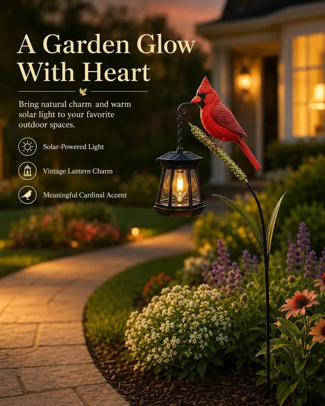Cardinal Solar LED Light Decor