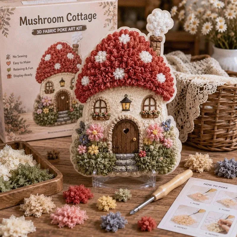 Whimsical Village Fabric Poke Art DIY Kit