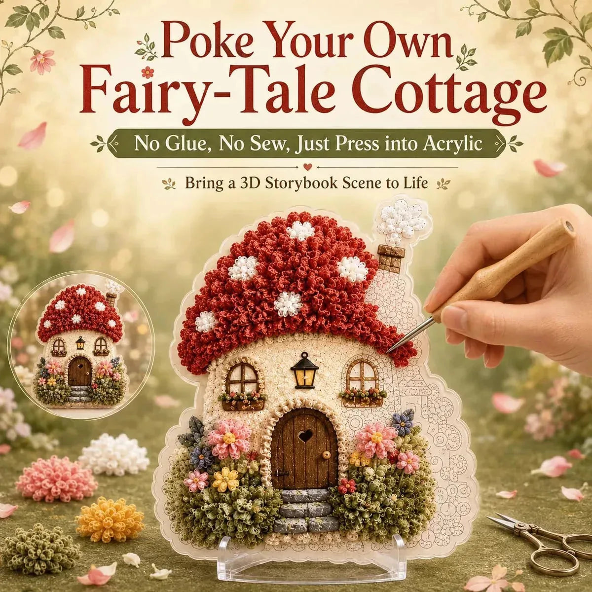 Whimsical Village Fabric Poke Art DIY Kit