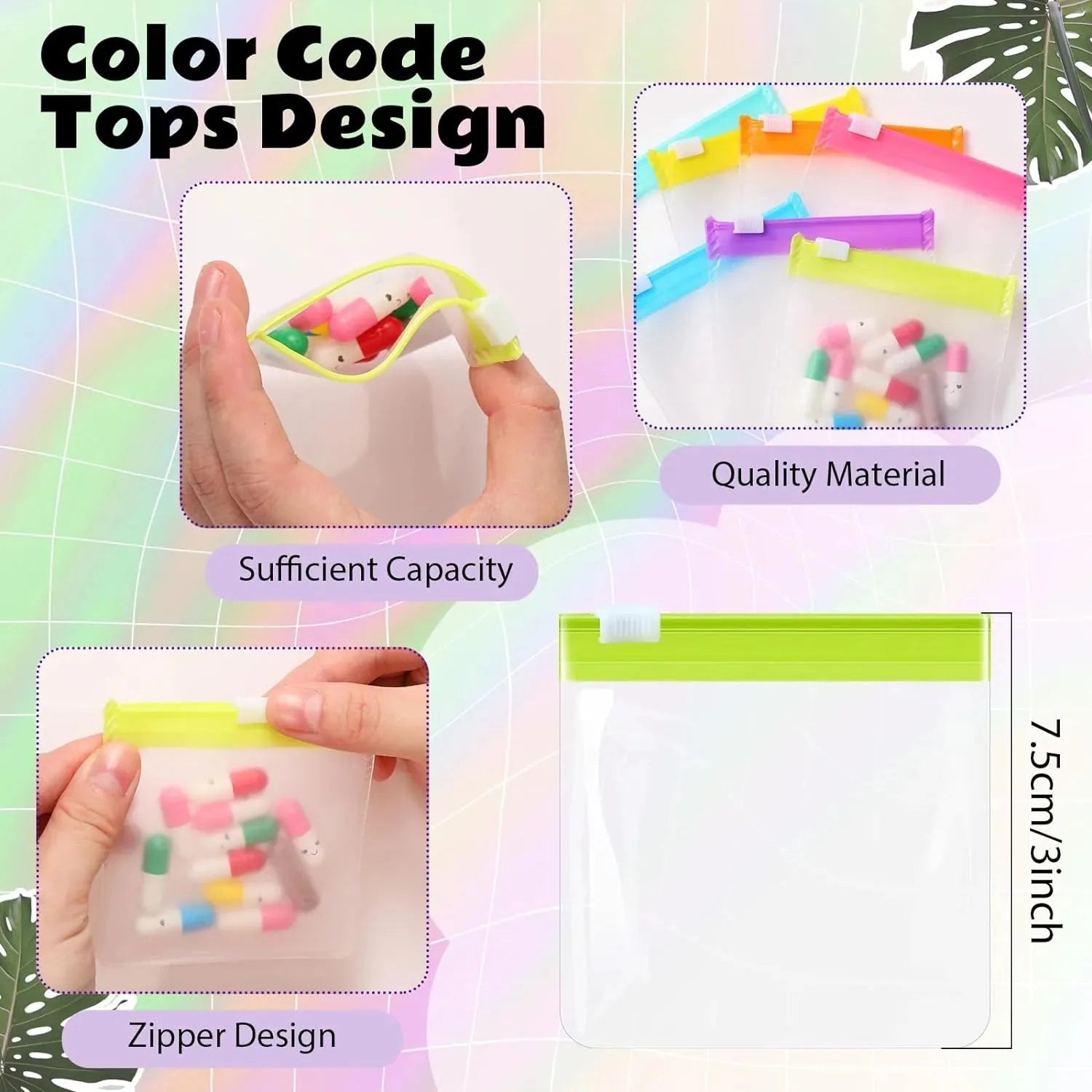 35 Pcs Pill Pouch Bags Zippered Pill Bag Set